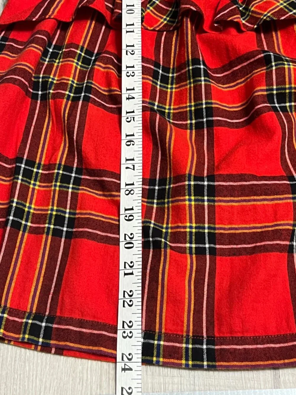 J.Crew Women's Blouse S Red Plaid Tartan Ruffle Neck Long Sleeve Cotton Holiday